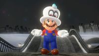 Mario wearing a white top hat in Super Mario Odyssey